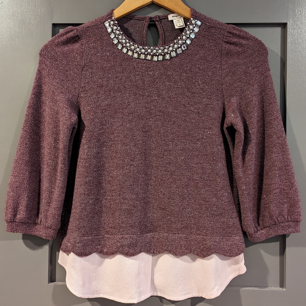 Monteau Girls Jewel Neck Blouse